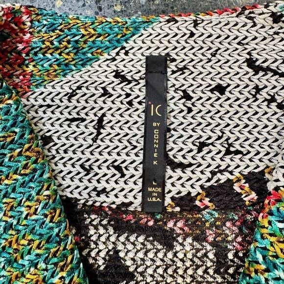 IC by Connie K Blazer Lightweight Jacket Art to Weave Knit Printed Lagenlook - Picture 7 of 10